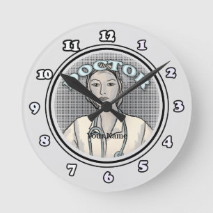 Retro Ärztin Runde Wanduhr