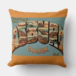  Retro Asbury Park NJ Postcard Kissen