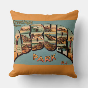 Retro-Asbury-Park-NJ-Postkarte Kissen