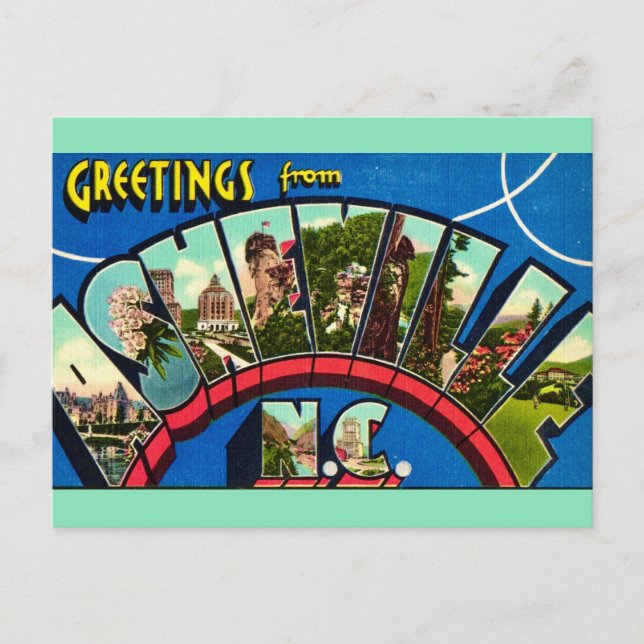 Retro Asheville NC Postcard Postkarte (Vorderseite)