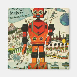 Retro-Asiatischer-Roboter-Druck Kunst Magnet