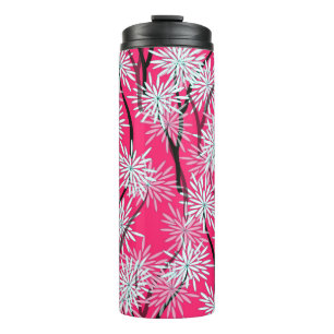 Retro asiatisches Blumenmuster. Thermosbecher