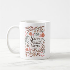 Retro-Äste Blätter Kürbis fallen Erntedank Kaffeetasse