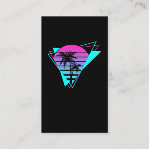 Retro-Ästhetik Vaporwave Geometrische Palmen Visitenkarte