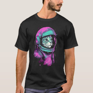 Retro-Ästhetik Weltraum-Galaxie-Katze  Cooler Astr T-Shirt