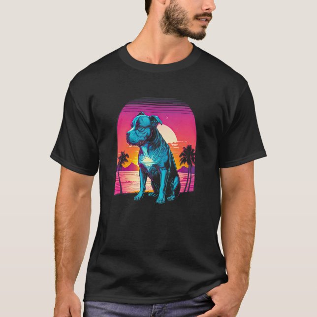 Retro ästhetische Pit Bull Dog T-Shirt (Vorderseite)