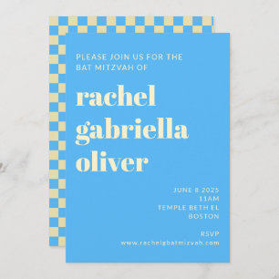 Retro-Ästhetische Tafel Blue Bat Bar Mitzvah Einladung