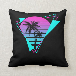 Retro ästhetische Vaporwave Geometrische Palmen Kissen