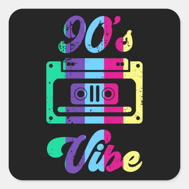 Retro ästhetisches Kostümoutfit Party der 90er Jah Quadratischer Aufkleber (Vorderseite)