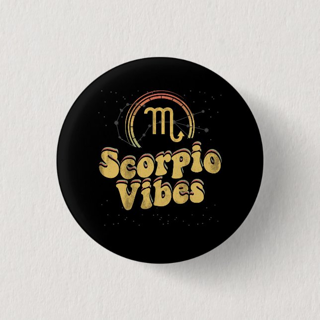 Retro Astrologie Zodiac Zeichen Oktober oder Novem Button (Vorderseite)