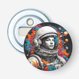 Retro Astronaut Girl Bottle Opener Flaschenöffner