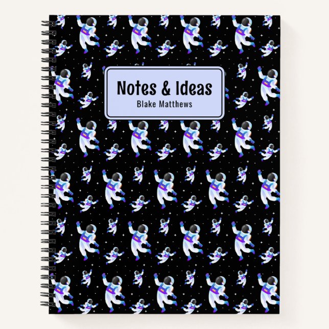 Retro-Astronauten schwimmen im Raum-Notebook Notizbuch (Vorderseite)
