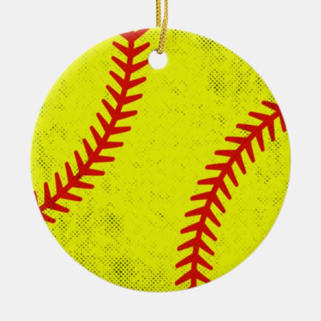 Retro Athletic Softball Fastpitch Game Day Style Keramik Ornament (Vorne)
