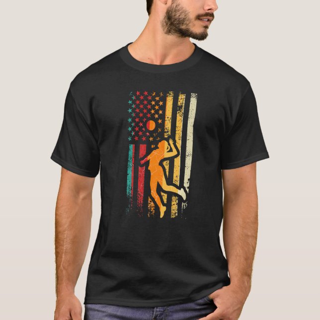 Retro Athletic Volleyball Team Sport Net Spike 5 T-Shirt (Vorderseite)