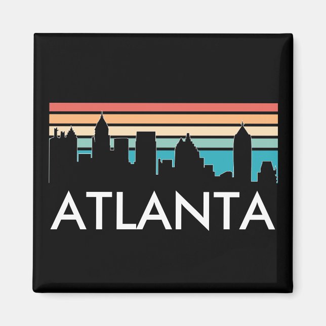Retro Atlanta Georgia Vintag Sunset Skyline Magnet (Vorne)