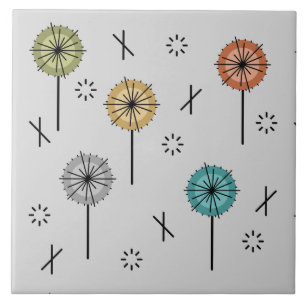 Retro-Atom-Blumen Mehrfarbig Fliese