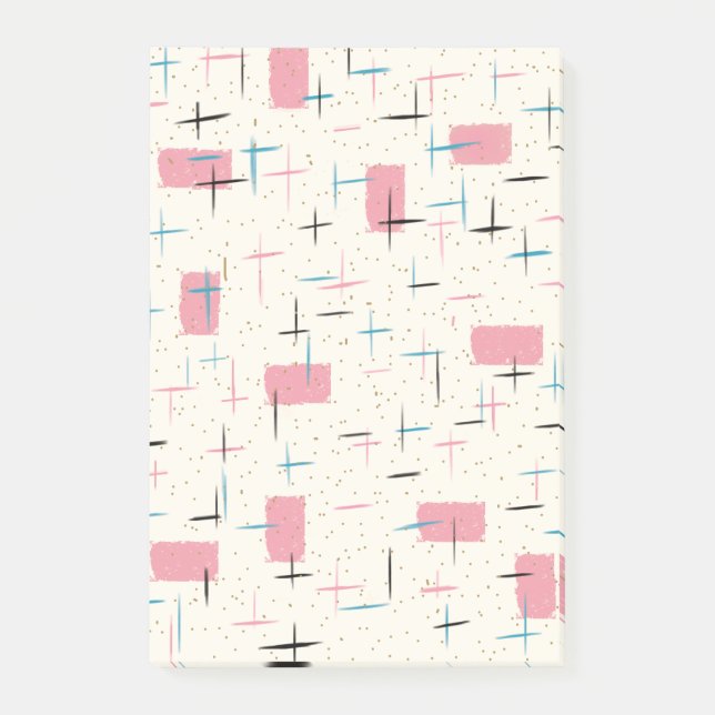 Retro-Atom-Pink-Muster-Post-It-Notes Post-it Klebezettel (Vorderseite)