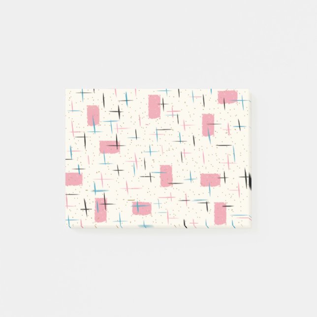 Retro-Atom-Pink-Muster-Post-It-Notes Post-it Klebezettel (Vorderseite)