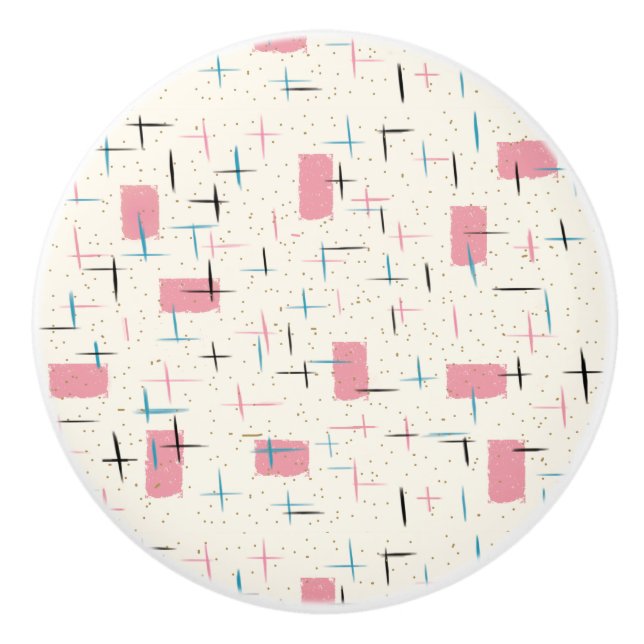 Retro-Atom-Pink-Pattern-Keramikgriff Keramikknauf (Vorderseite)