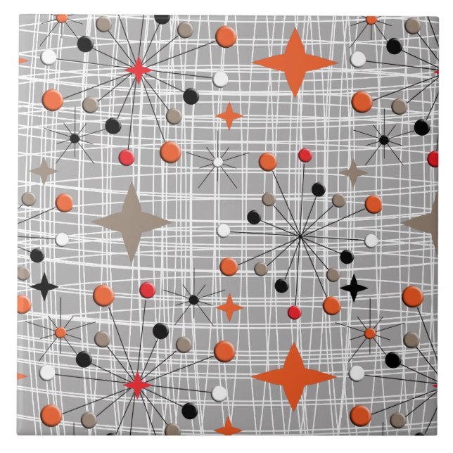 Retro-Atom-Sternenburst-Design Fliese (Vorderseite)