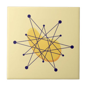 Retro-Atom-Sternenexplosion im Mid-Century-Stil Fliese