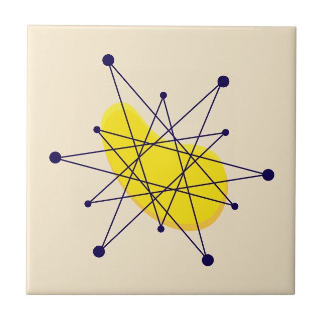 Retro-Atom-Sternenexplosion im Stil der Mitte des  Fliese (Vorderseite)