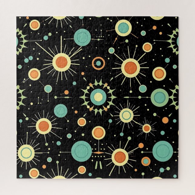 Retro-Atom-Sternenexplosion Midcentury-Muster (Vertikal)