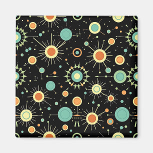 Retro-Atom-Sternenexplosion Midcentury-Muster Magnet