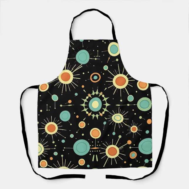 Retro-Atom-Sternenexplosion-Muster aus der Mitte d Schürze (Vorderseite)