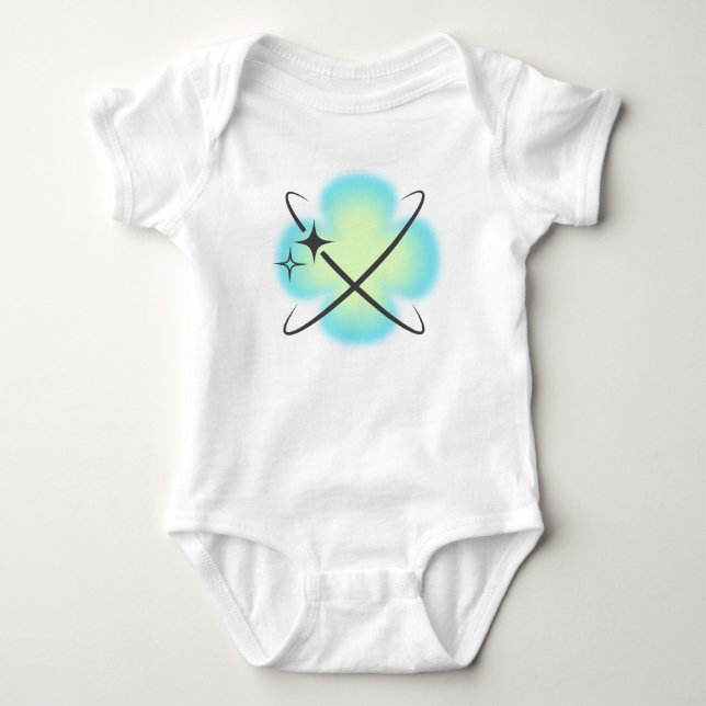 Retro Atom Teal-Blume Baby Strampler (Vorderseite)