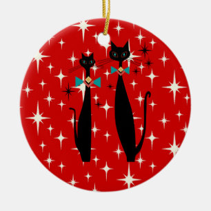 Retro Atoma Era Mitte Jahrhundert Moderne MCM Schw Keramik Ornament