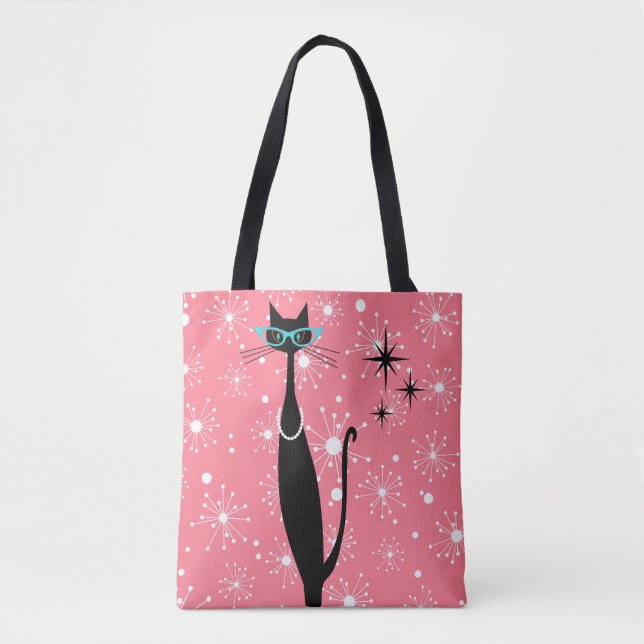 Retro Atoma Era Mitte Jahrhundert Moderne MCM Schw Tasche (Vorderseite)