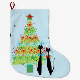 Retro Atoma Era Mitte Jahrhundert Moderne Weihnach Großer Weihnachtsstrumpf