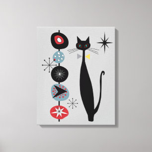 Retro Atoma Mitte Jahrhundert Moderne Coole Katze Leinwanddruck
