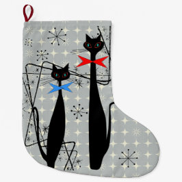 Retro Atoma Mitte Jahrhundert Modernes Cooles Katz Großer Weihnachtsstrumpf