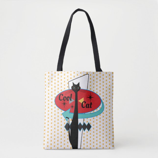 Retro Atoma Mitte Jahrhundert Modernes Cooles Katz Tasche (Vorderseite)