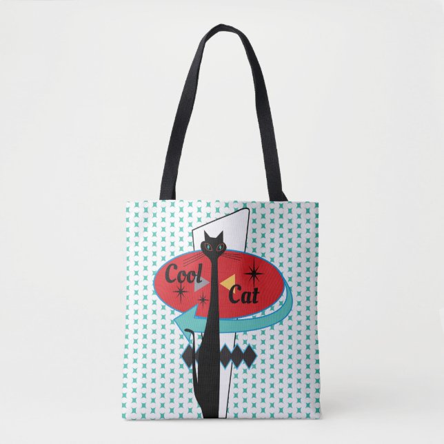 Retro Atoma Mitte Jahrhundert Modernes Cooles Katz Tasche (Vorderseite)