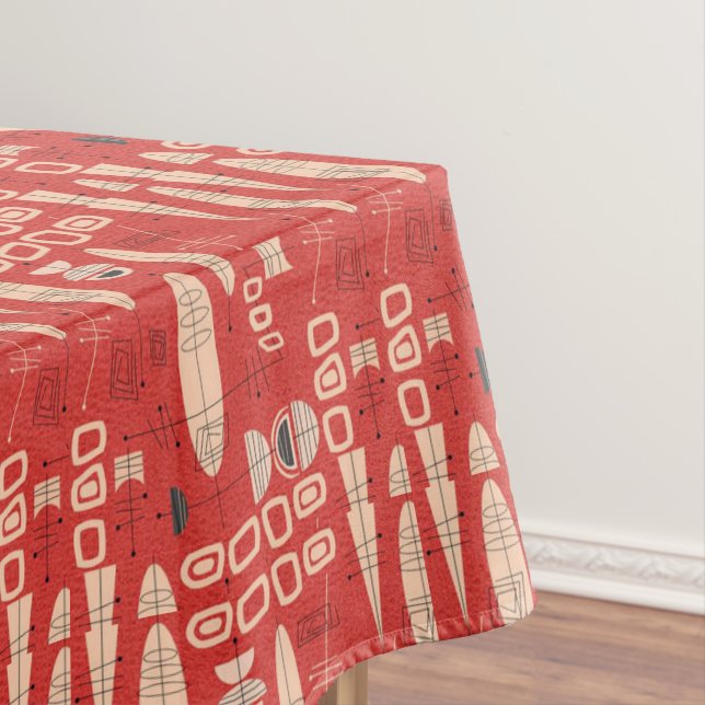 Retro Atoma Modernes Schwarz-weißes Muster Tischdecke (Beispiel)