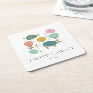 Retro Atomage Mitte Jahrhundert Moderne, maßgeschn Rechteckiger Pappuntersetzer