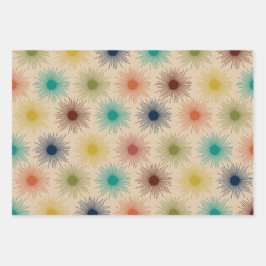 Retro Atomage Mitteljahrhundert Mod Suns Stars Roc Geschenkpapier Set