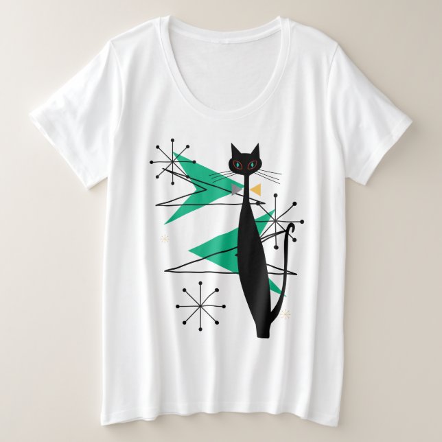 Retro Atomära-Mitte des Jahrhunderts moderne coole Große Größe T-Shirt (Design vorne)