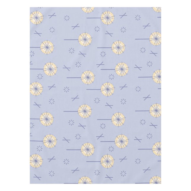 Retro Atomare Blume blau gelb Tischdecke (Vorderseite)