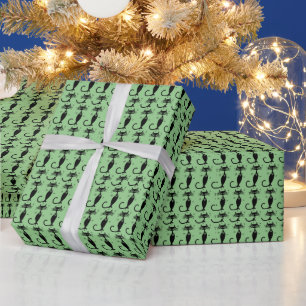 RETRO-ATOMARE SCHWARZ-KATZE-WEIHNACHTS-GESCHENKpap Geschenkpapier