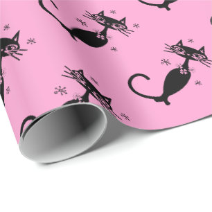 Retro-Atombombe-Schwarze-Katze-Personalisiertes-Ge Geschenkpapier