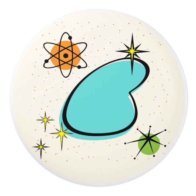 Retro Atomboomerang und Sternexplosionen Keramik P Keramikknauf (Vorderseite)