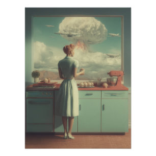 Retro-Atombüro-Surreal-Kunst Poster