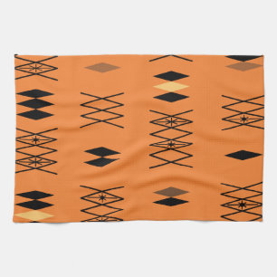 Retro Atomera Diamonds Pattern Orange Geschirrtuch