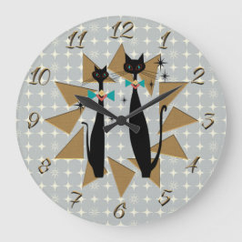 Retro Atomera Mitte Jahrhundert Moderne Coole Katz Große Wanduhr