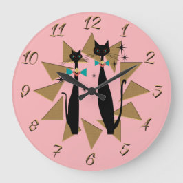 Retro Atomera Mitte Jahrhundert Moderne Coole Katz Große Wanduhr