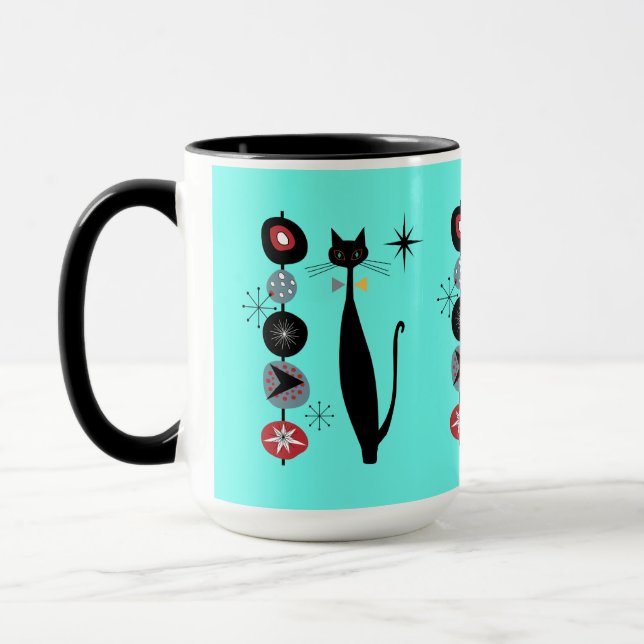 Retro Atomera Mitte Jahrhundert Moderne Coole Katz Tasse (Links)